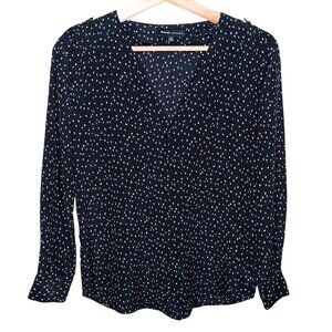 Madewell et Sezane Silk Long Sleeve Button Down Print Blouse XS